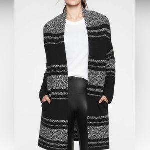NWOT Athleta Panorama Point Cardigan Womens XS Black Marled Wool Cashmere